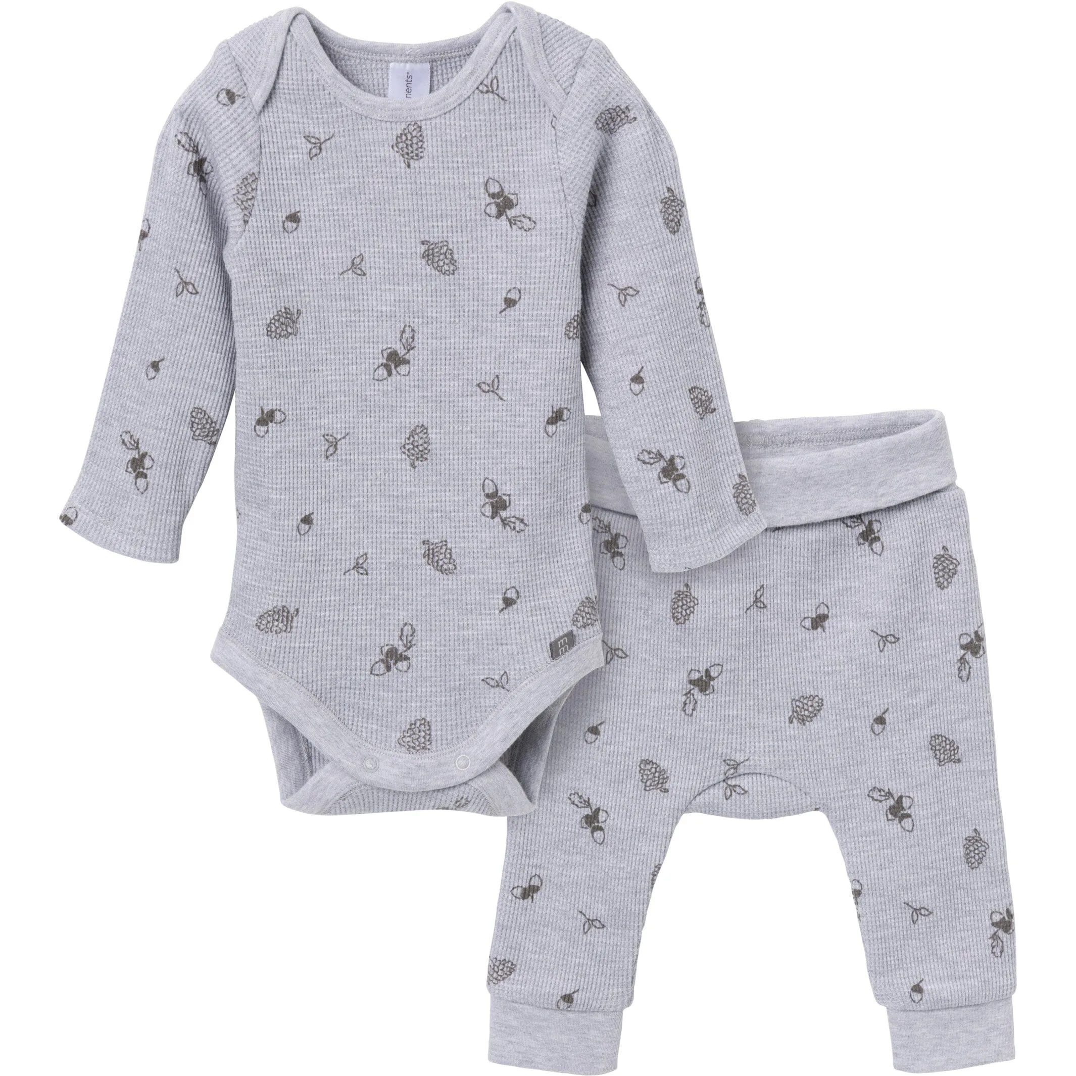 2-Piece Baby Neutral Acorn Grey Heather Bodysuit and Pant Set