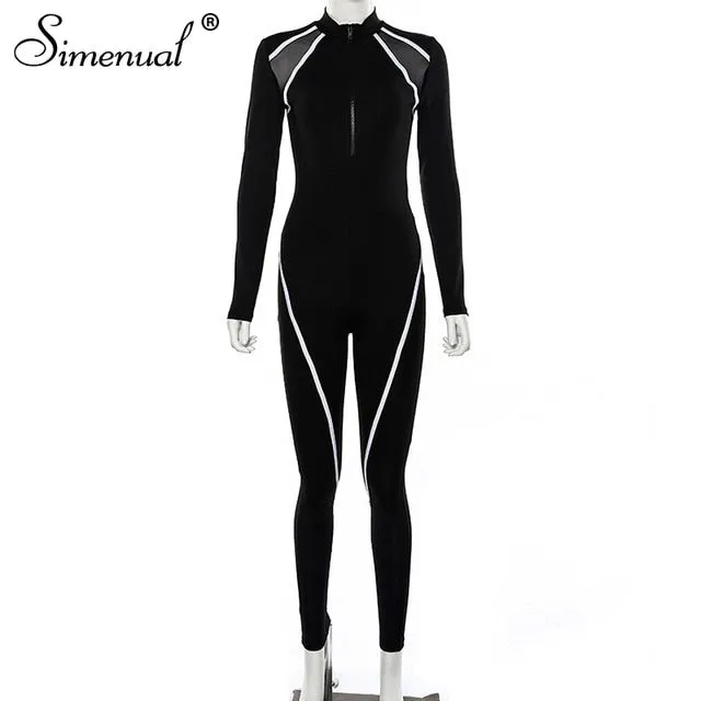 2021 Women's Fitness Casual Sporty Jumpsuit Long Sleeve Sizes S - L