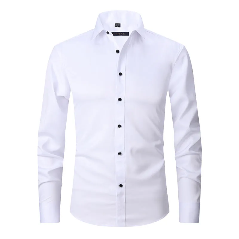 3 Pack Men's Elastic Dress Shirts, Slim Fit Long Sleeves Shirts