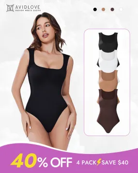 4Pack Square Neck Soft Body Suit Shapewear