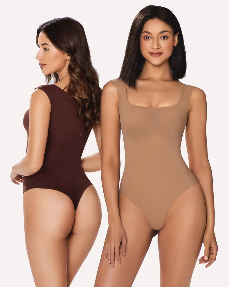 4Pack Square Neck Soft Body Suit Shapewear