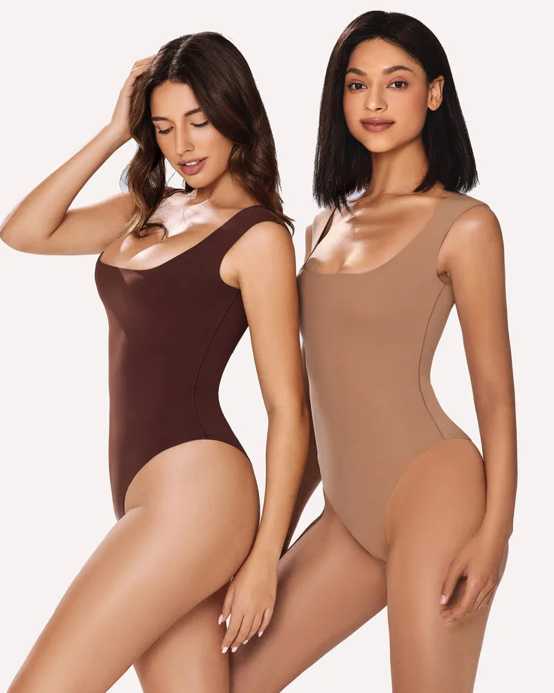 4Pack Square Neck Soft Body Suit Shapewear