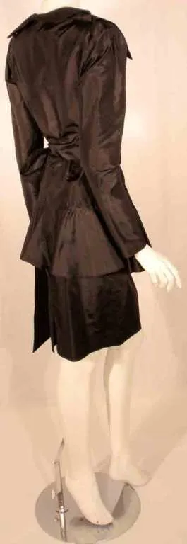 ADOLFO 1980s Black Silk Wrap Dress