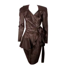 ADOLFO 1980s Black Silk Wrap Dress