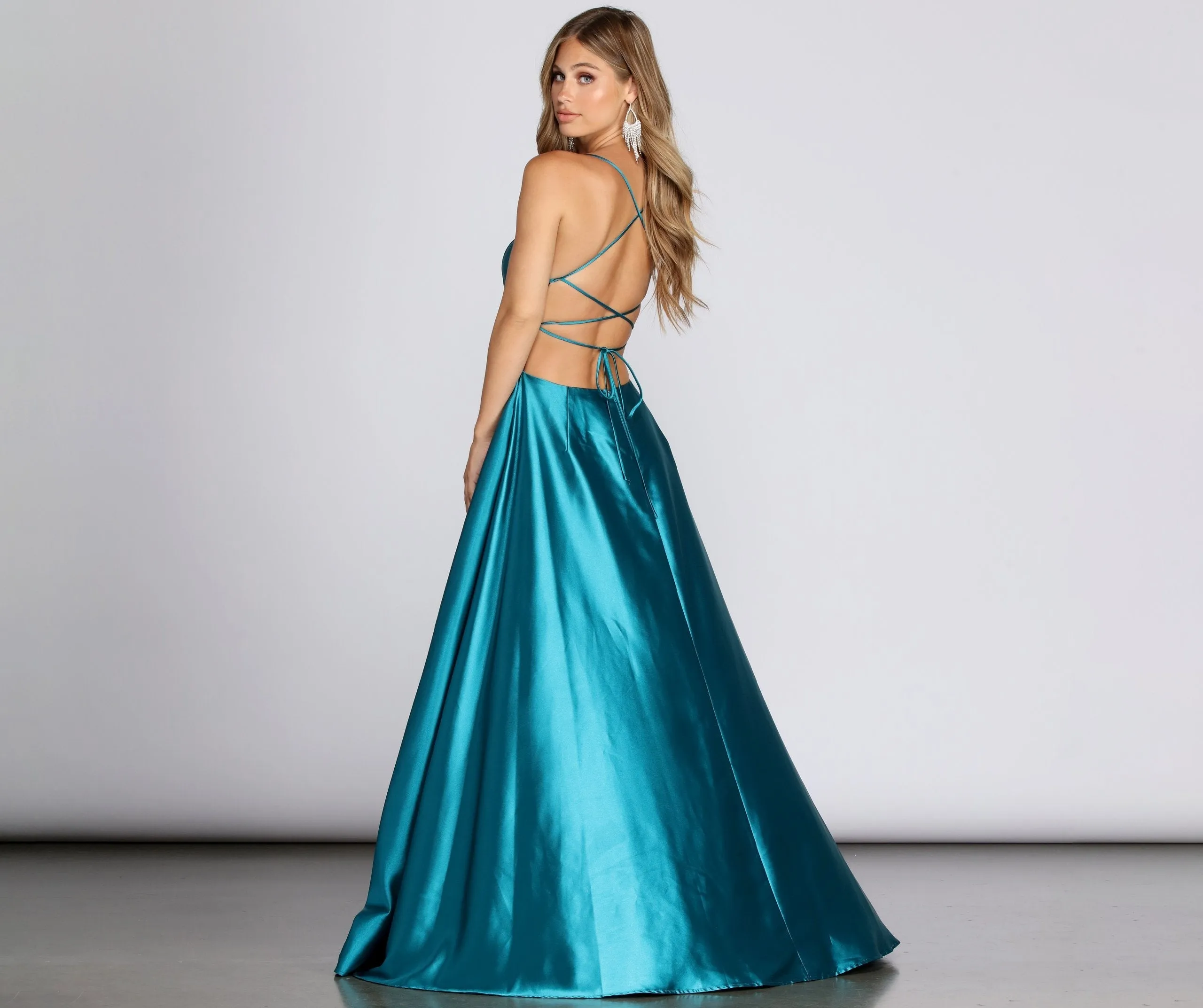 Anne Formal Stylish Lattice Satin Dress