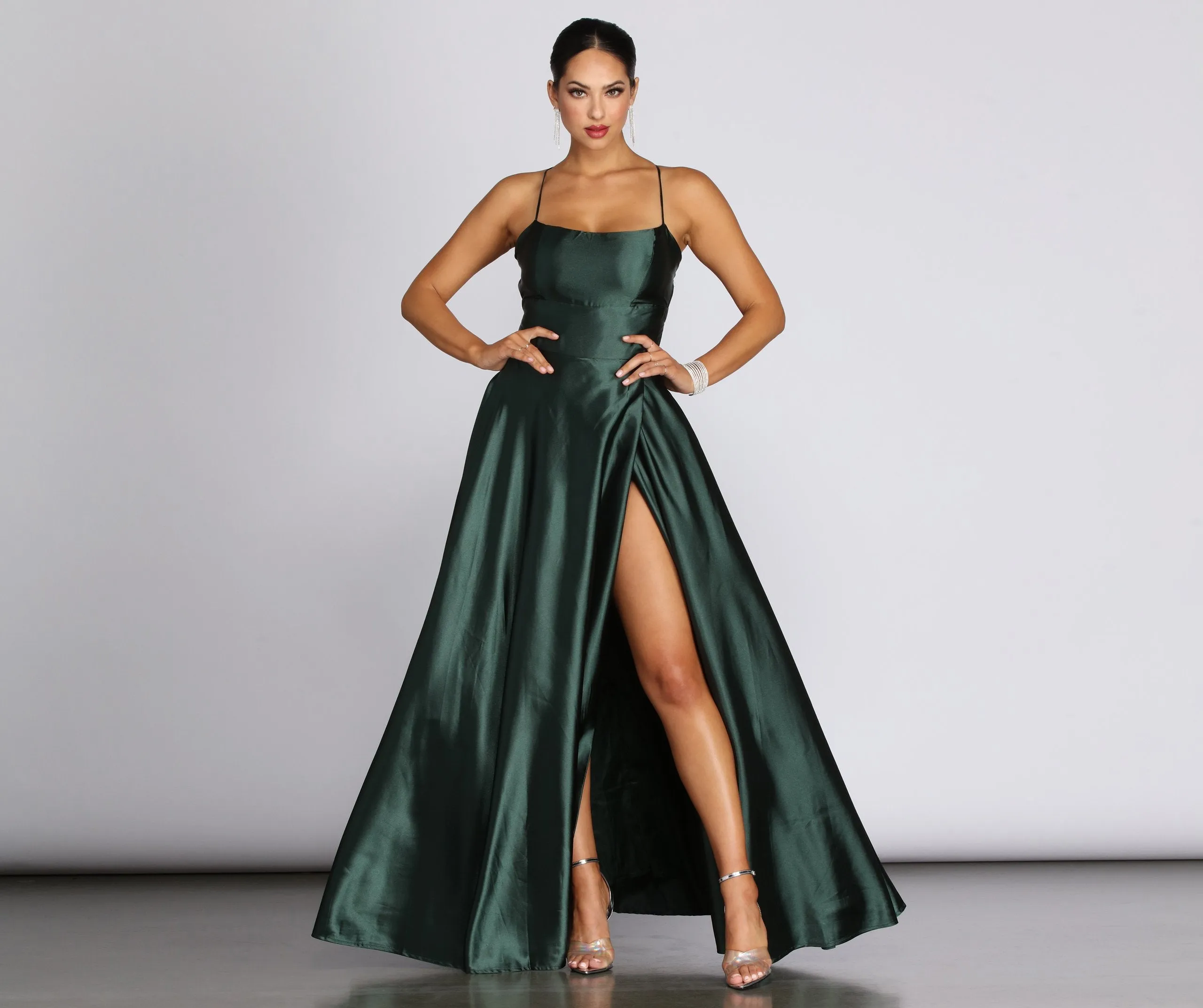 Anne Formal Stylish Lattice Satin Dress