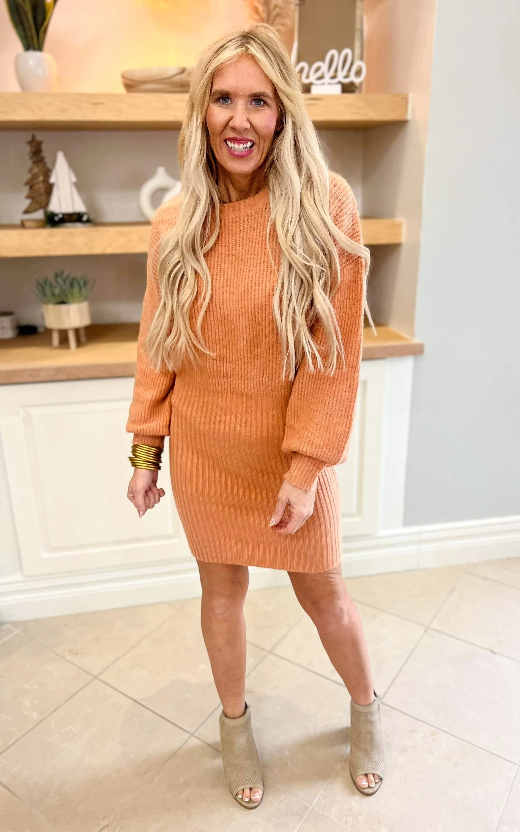 Apricot Sweater Dress - Final Sale