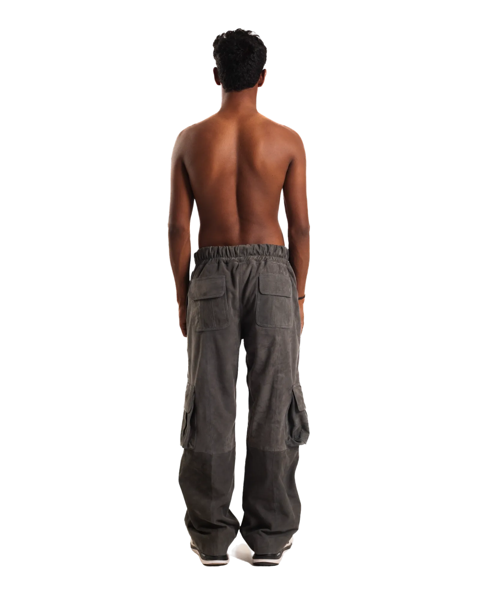 ASH GREY SUEDE CARGO PANTS