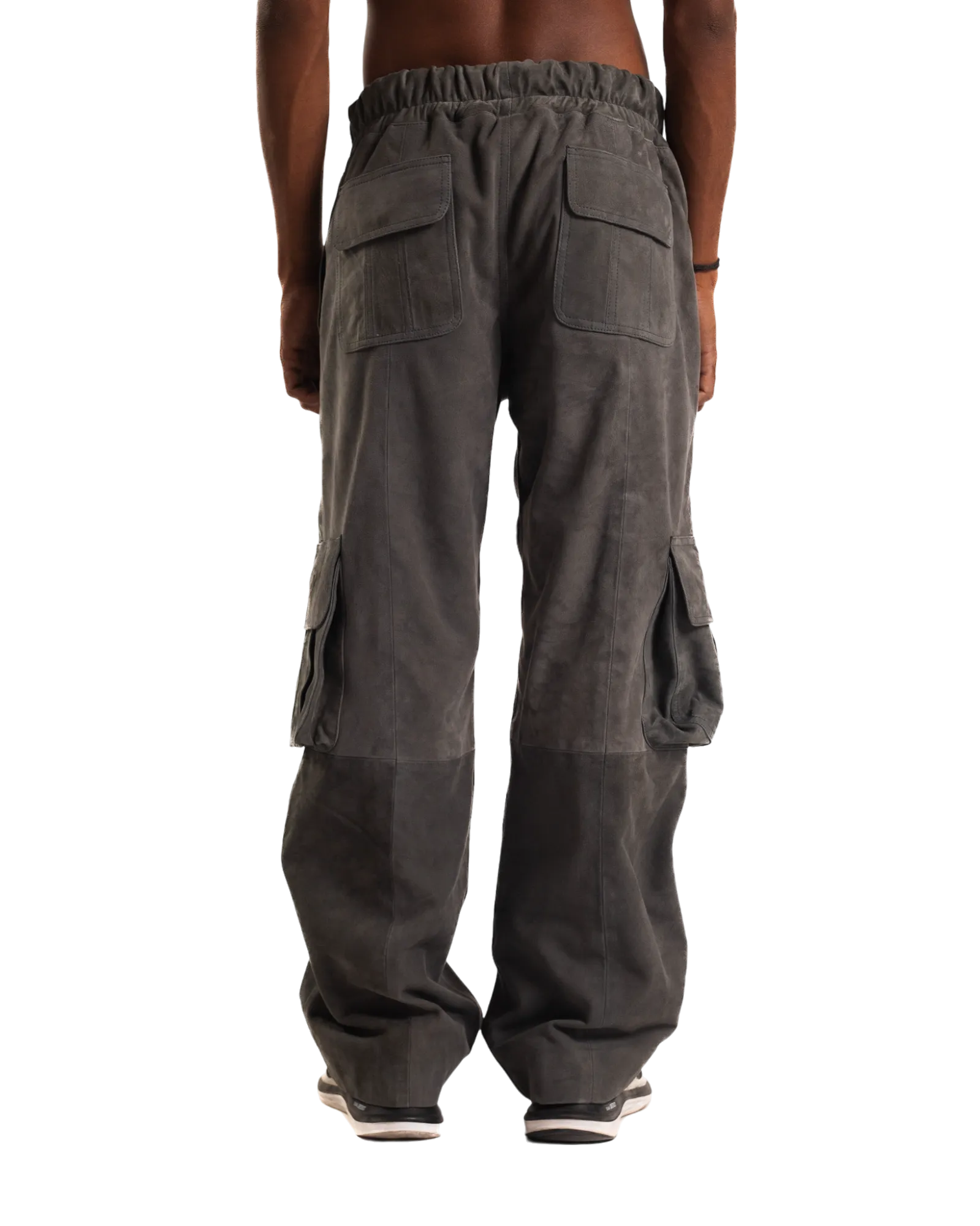 ASH GREY SUEDE CARGO PANTS