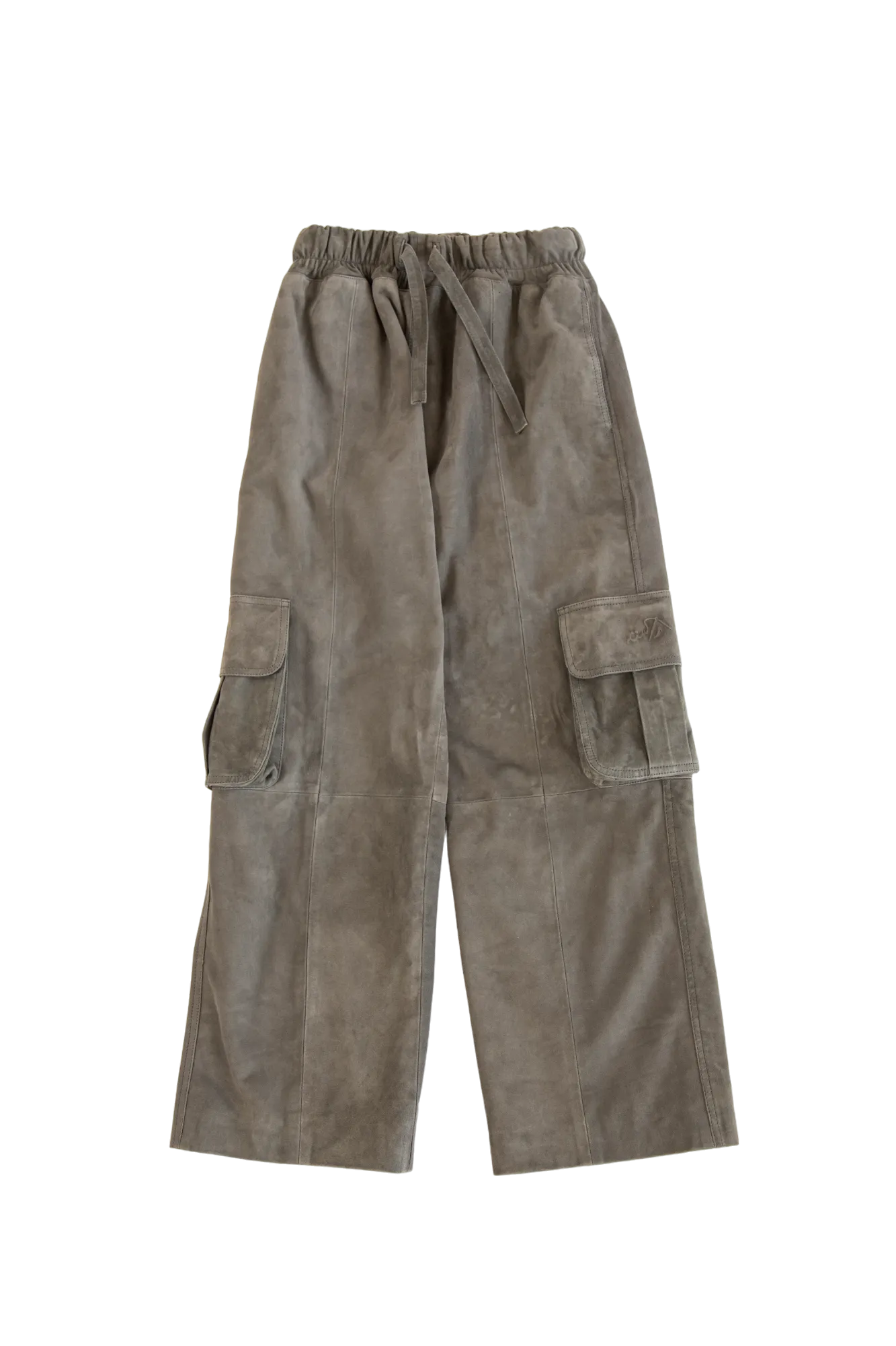 ASH GREY SUEDE CARGO PANTS