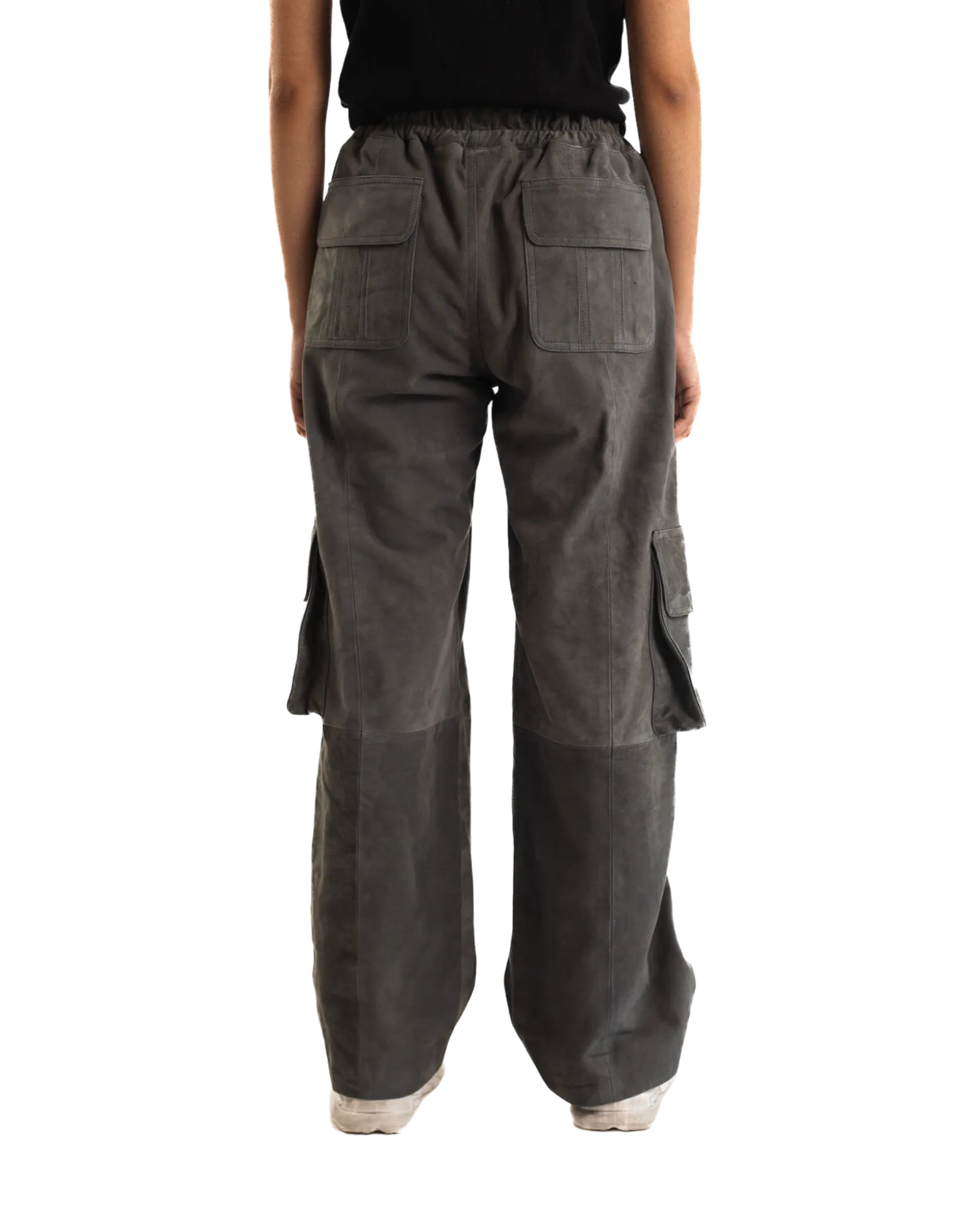 ASH GREY SUEDE CARGO PANTS