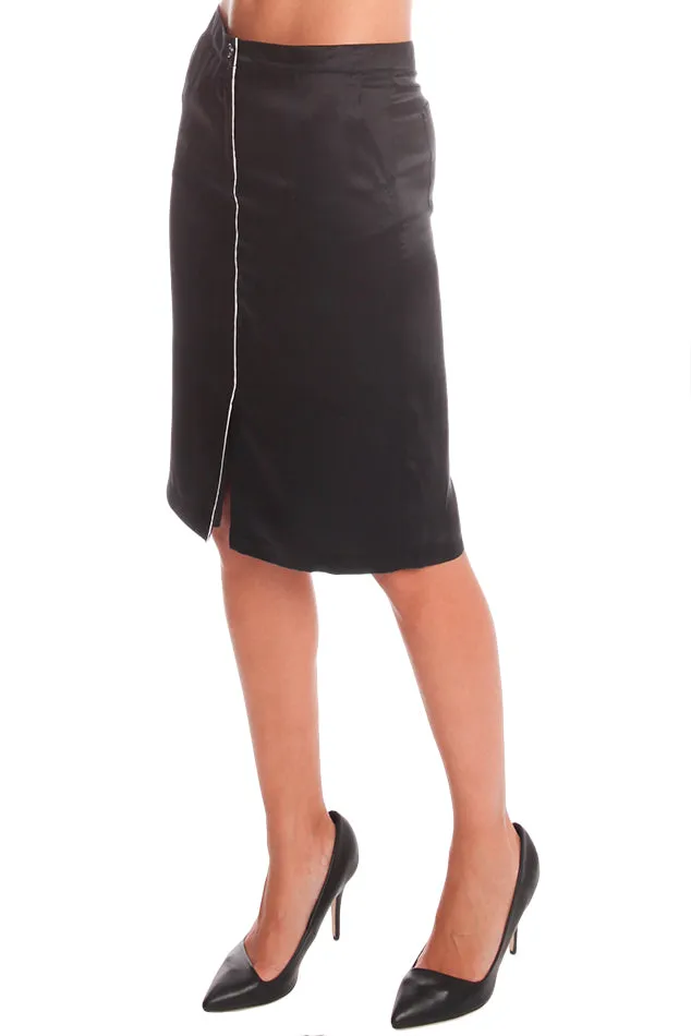 ATM Self Piping Silk Pencil Skirt