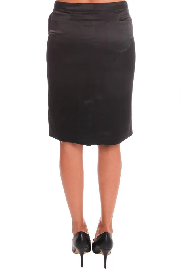 ATM Self Piping Silk Pencil Skirt