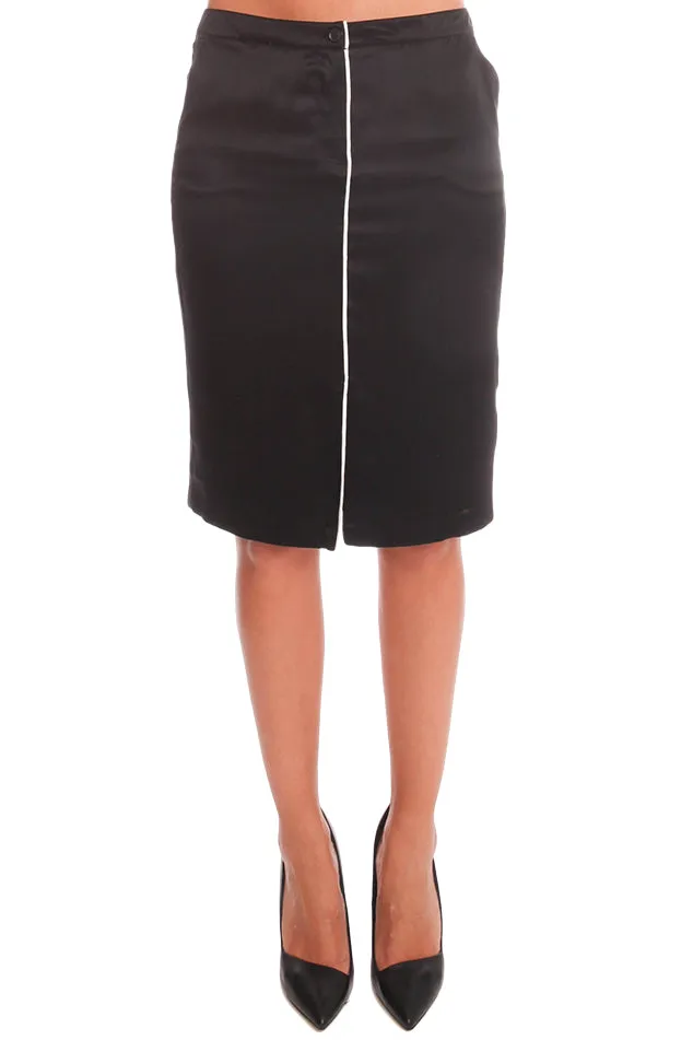 ATM Self Piping Silk Pencil Skirt