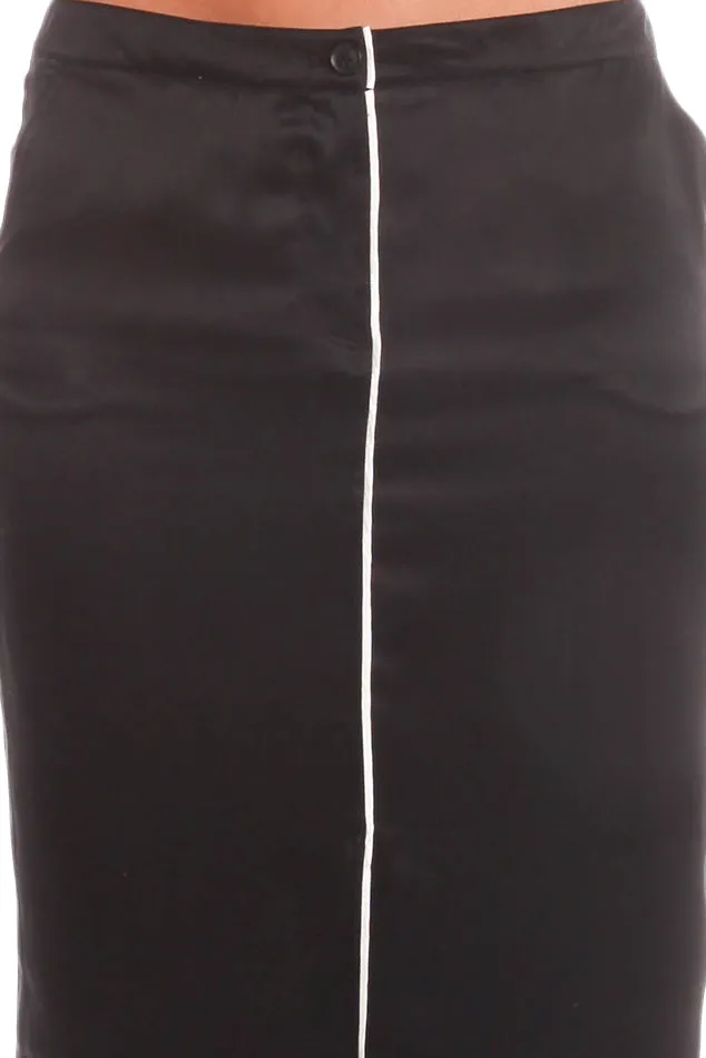 ATM Self Piping Silk Pencil Skirt