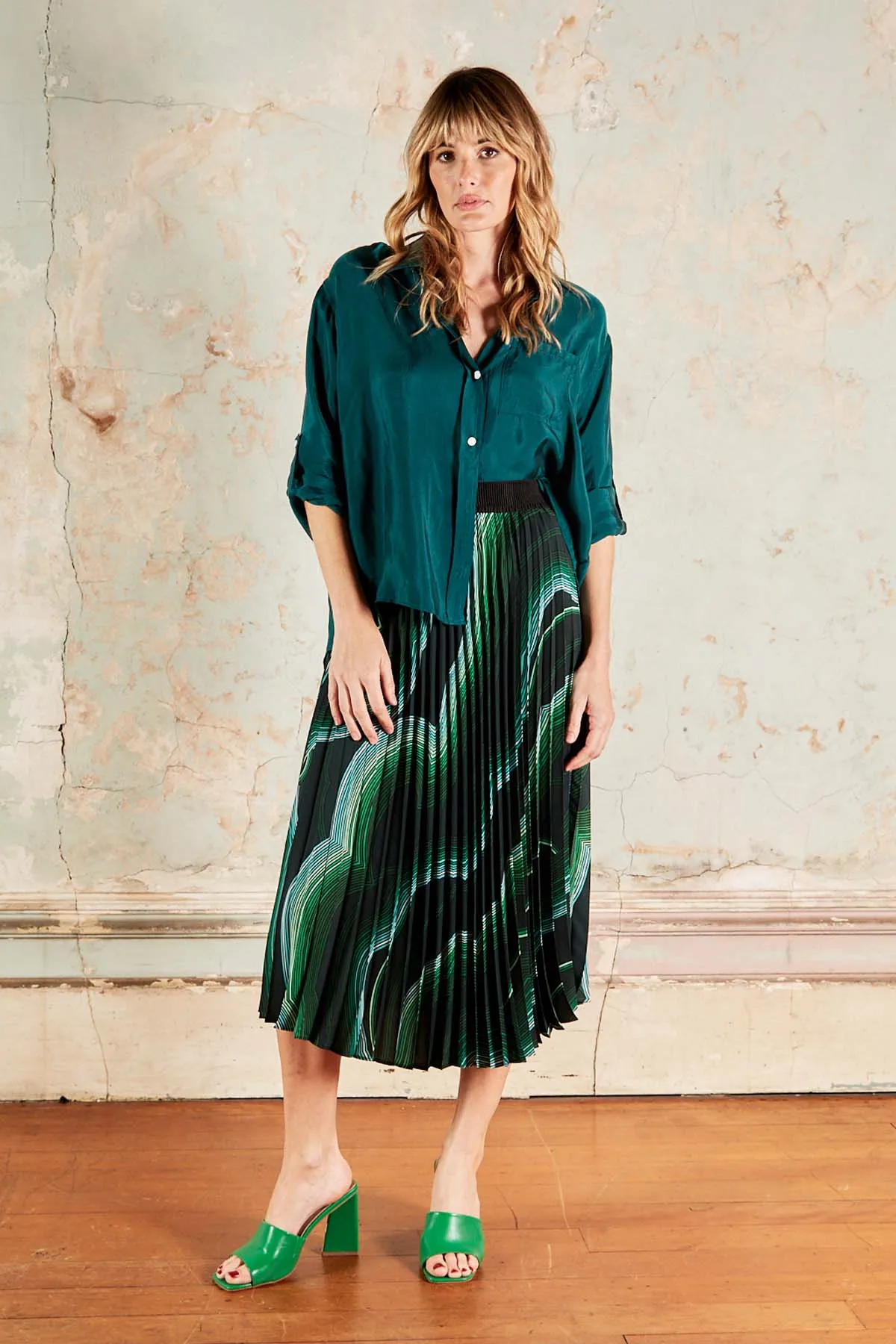 Aurora Pleated Skirt Green