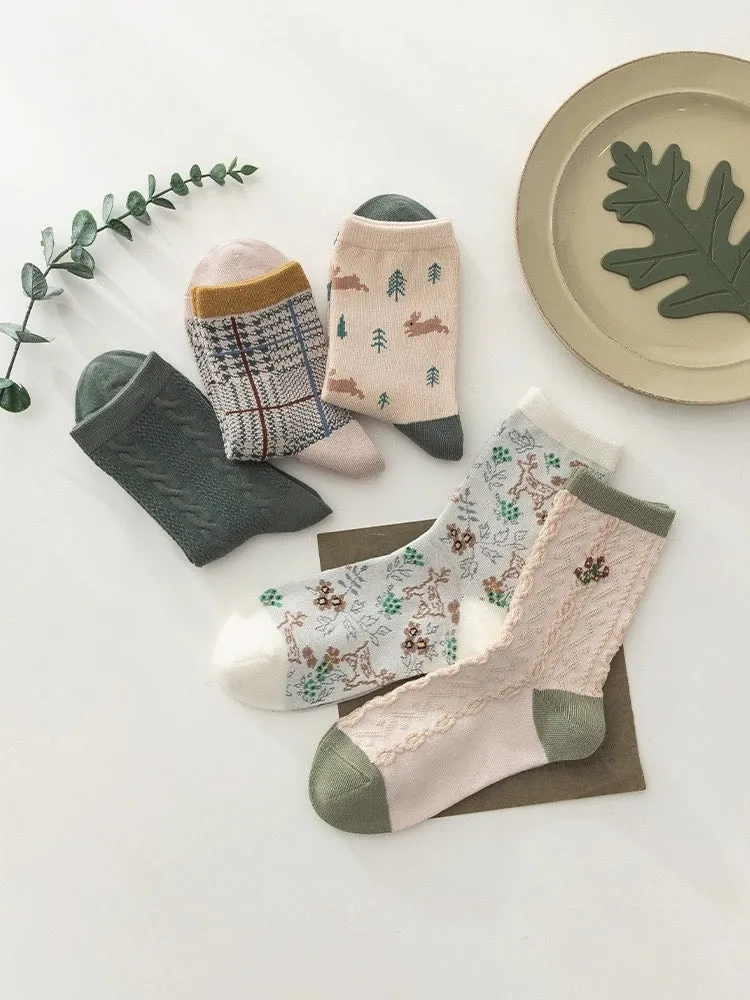 Autumn Forest Cotton Socks