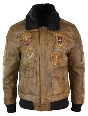 Aviator Mens Fur Bomber Jacket