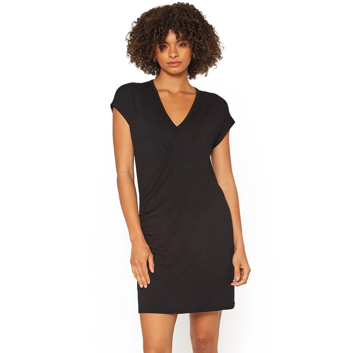 Basic Women's V-Neck Mini Wrap Dress