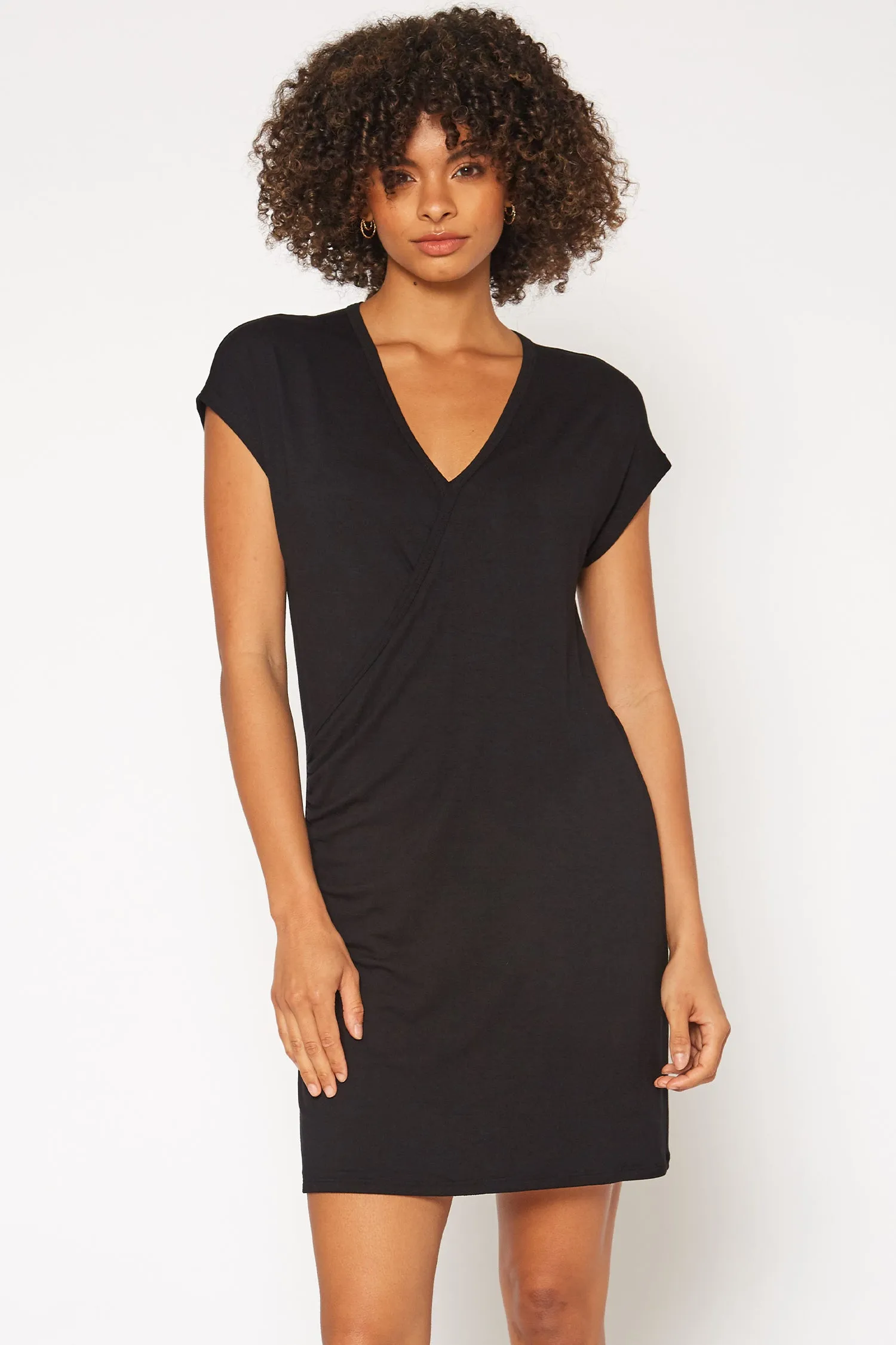 Basic Women's V-Neck Mini Wrap Dress