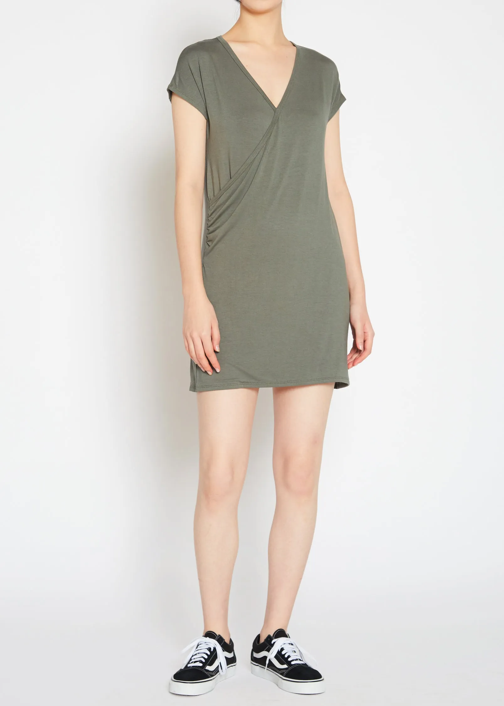 Basic Women's V-Neck Mini Wrap Dress