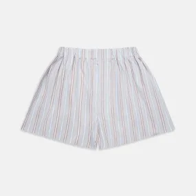 Beige and Light Blue Multi Stripe Cotton Godfrey Boxer Shorts