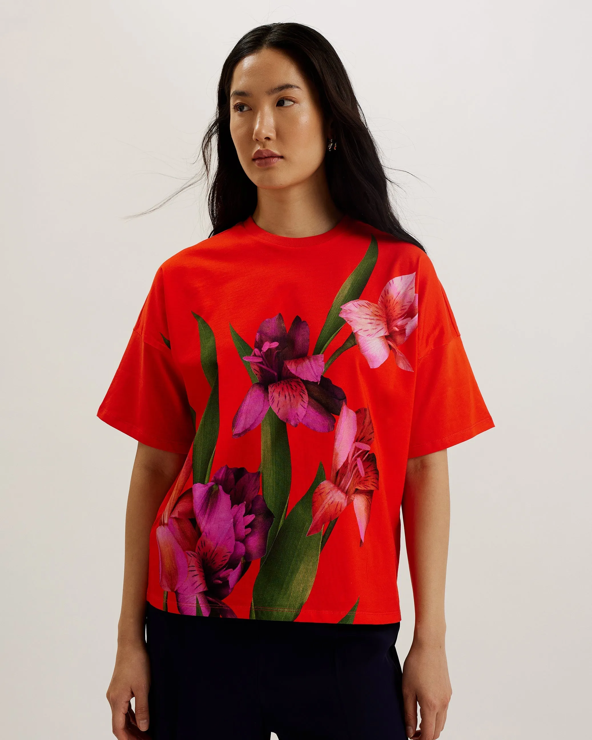 Besalu Printed Boxy Tee Brt-Red