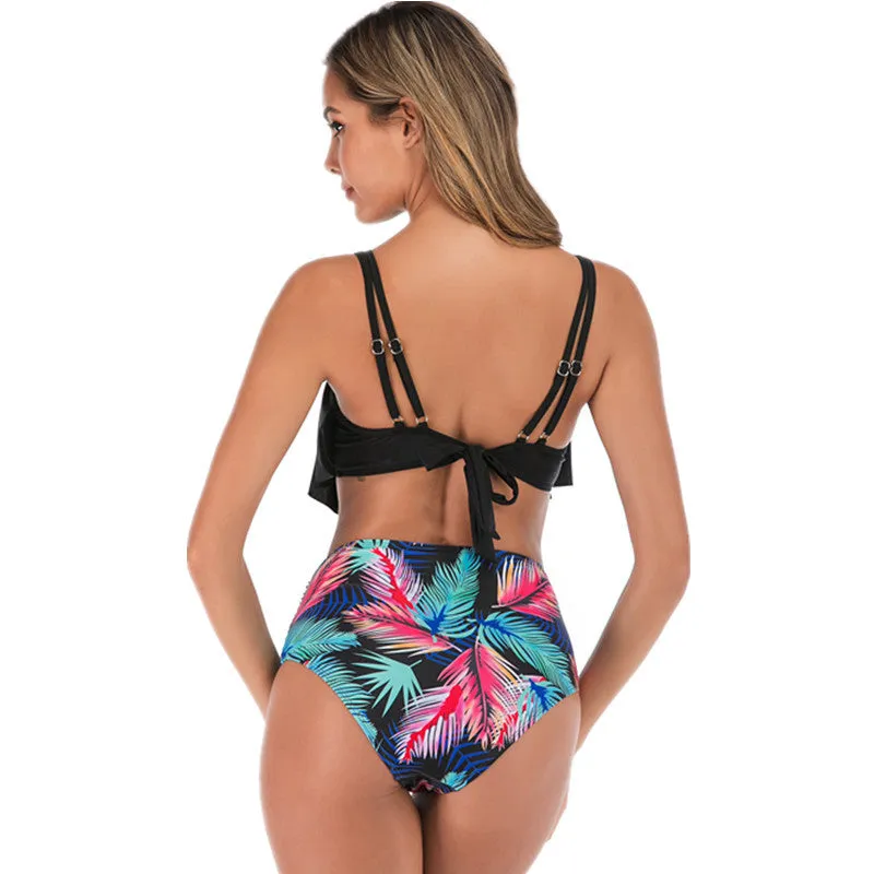 Bikini Conservative Ruffled High Waist