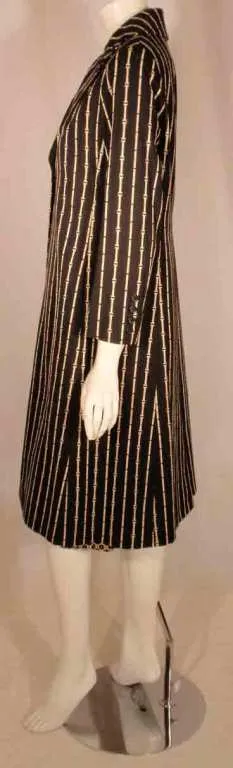 BILL BLASS 1960s 2 pc Paisley Print Shift Dress & Striped Jacket Set