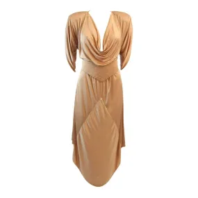 BIRGITTA Champagne Jersey Dress with Rhinestones and Belt