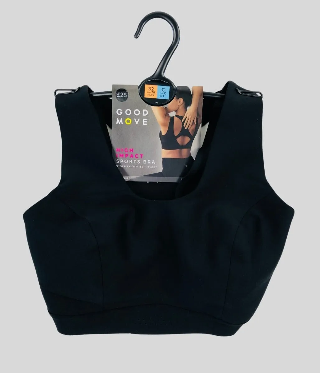 Black High Impact Sports Bra 32A