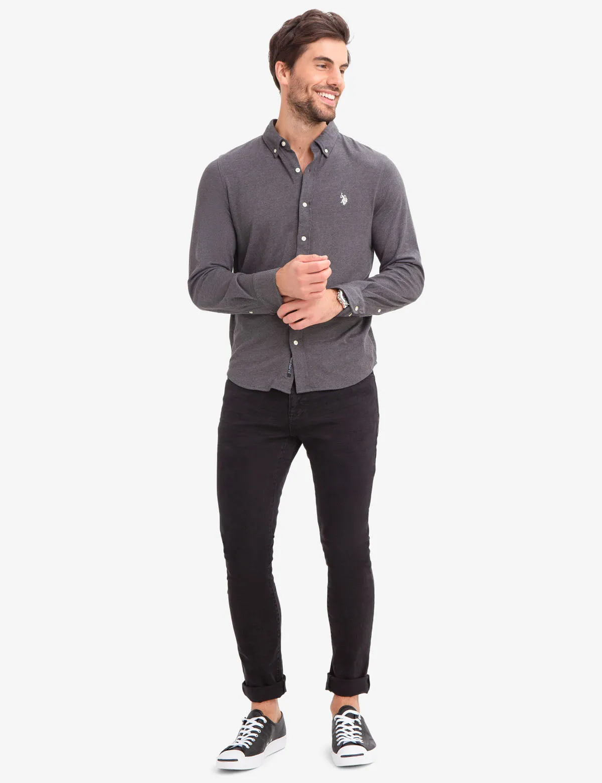 BLACK MALLET SLIM FIT JERSEY LONG SLEEVE SHIRT