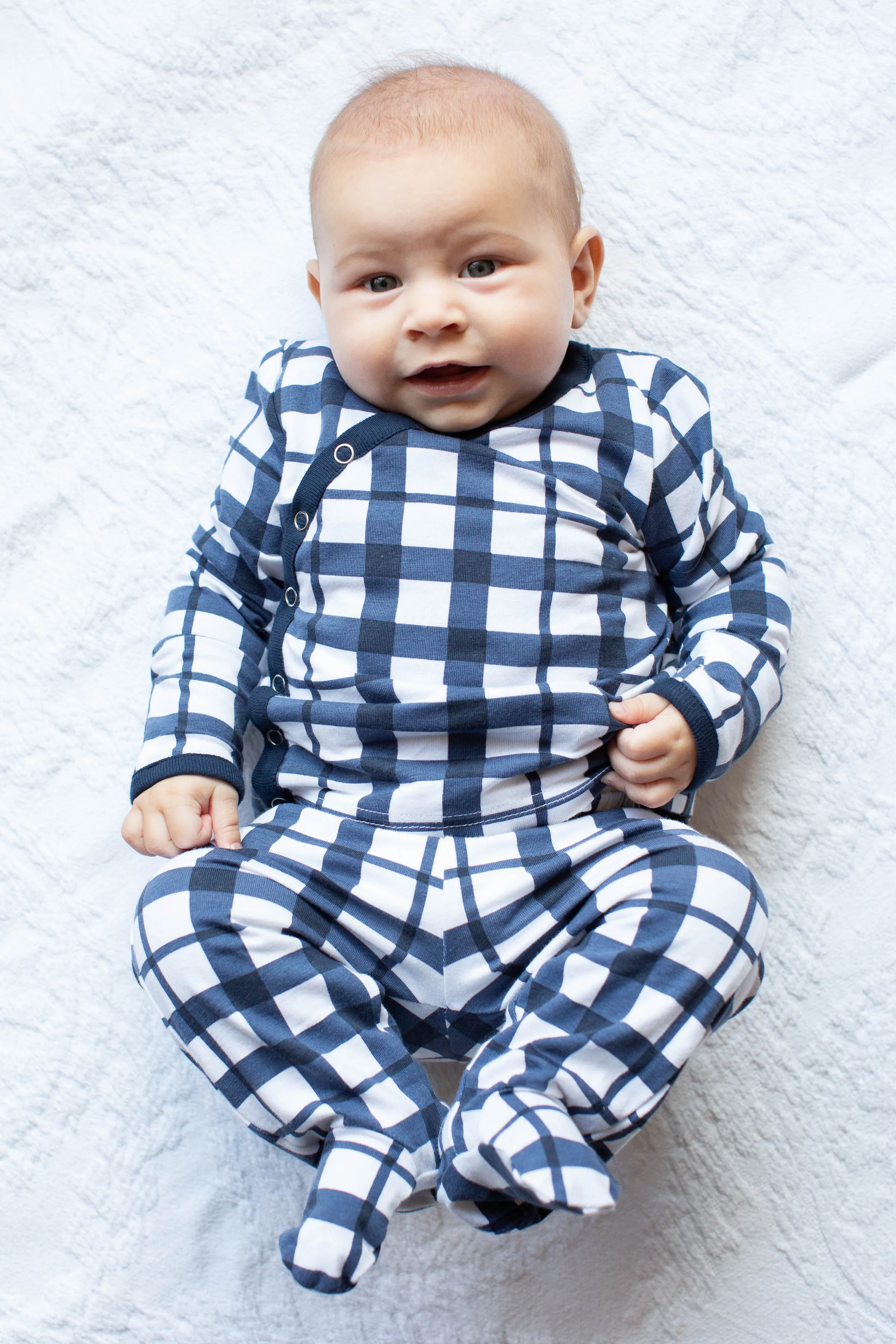 Blue Gingham Baby Kimono Set