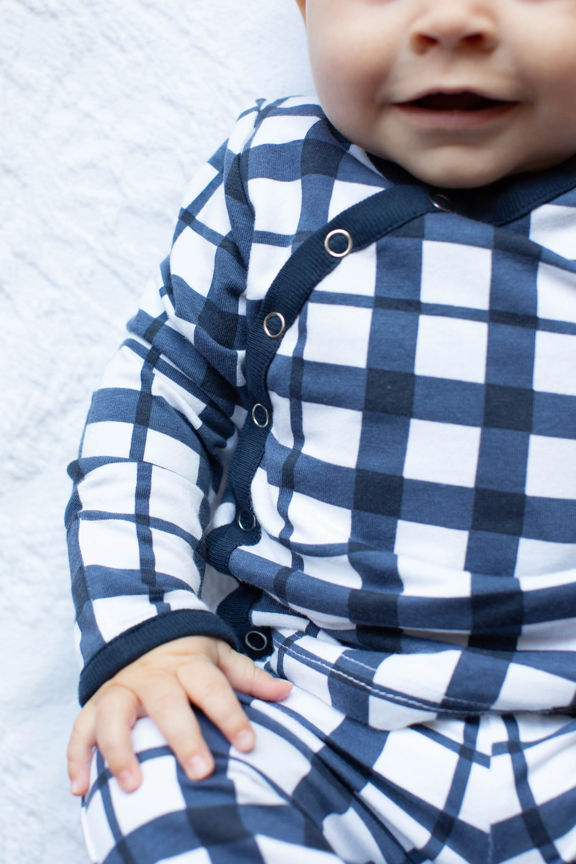 Blue Gingham Baby Kimono Set