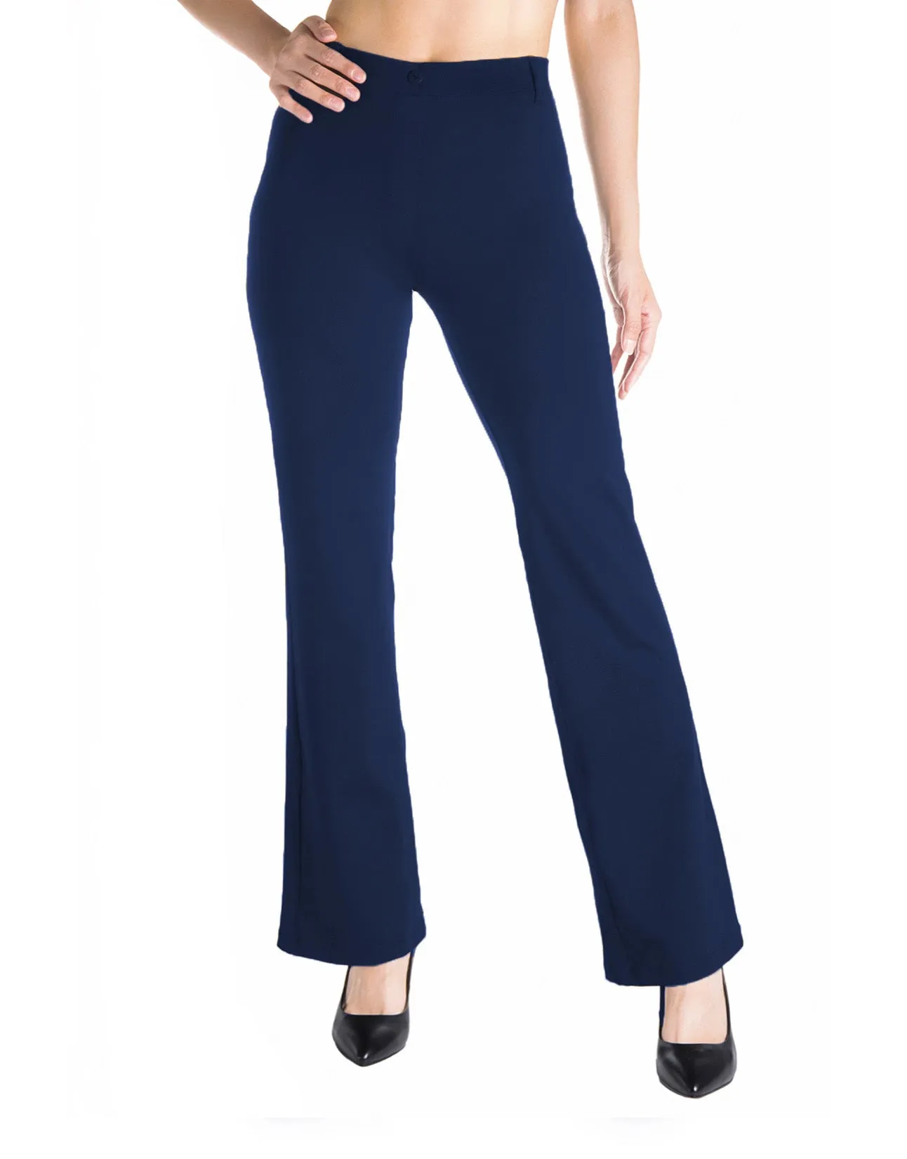 Bootcut Yoga Dress Pants, Back Pockets (Navy Blue)