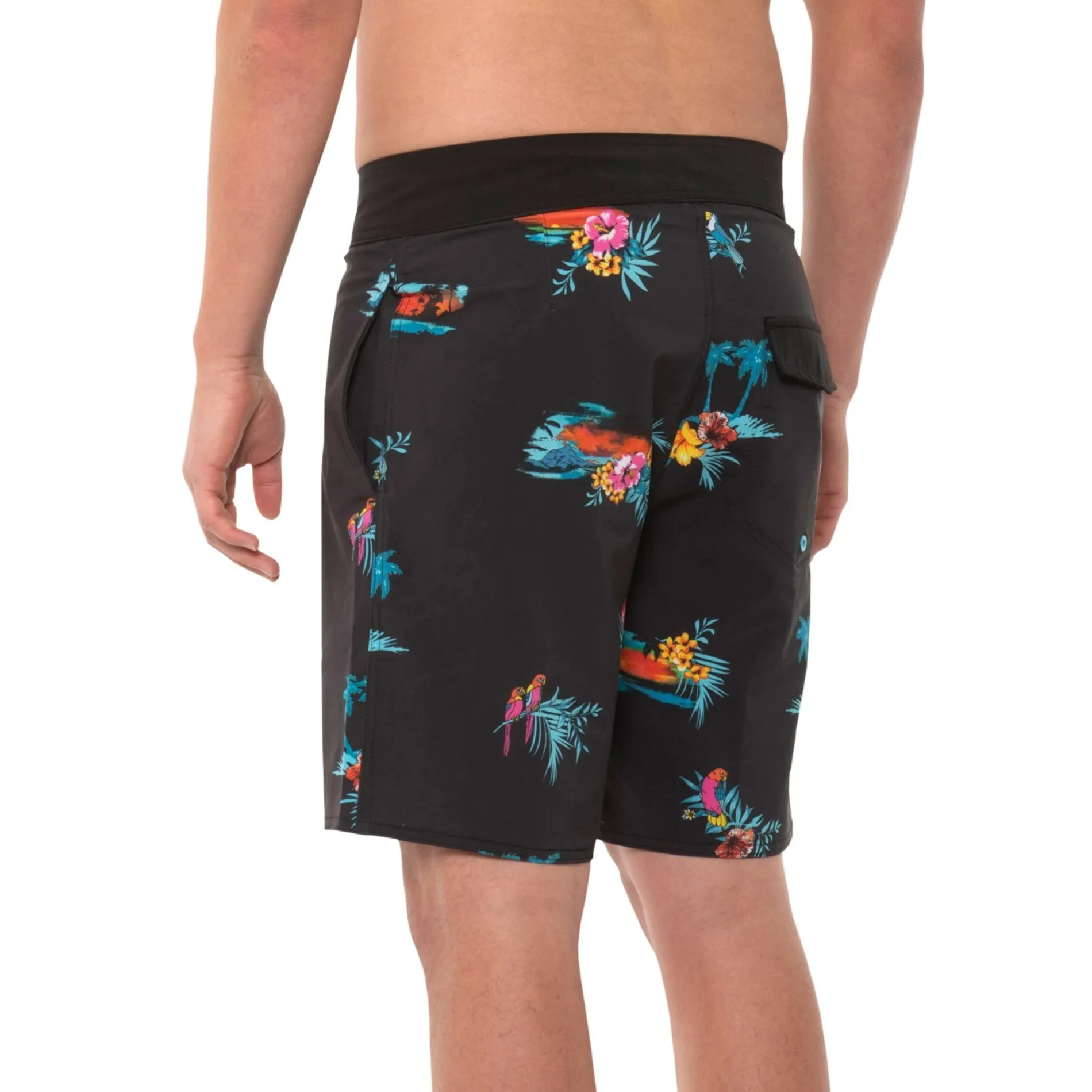 Burnside Men's Parrots Print Beach Trunks Swim Bottom Board Shorts