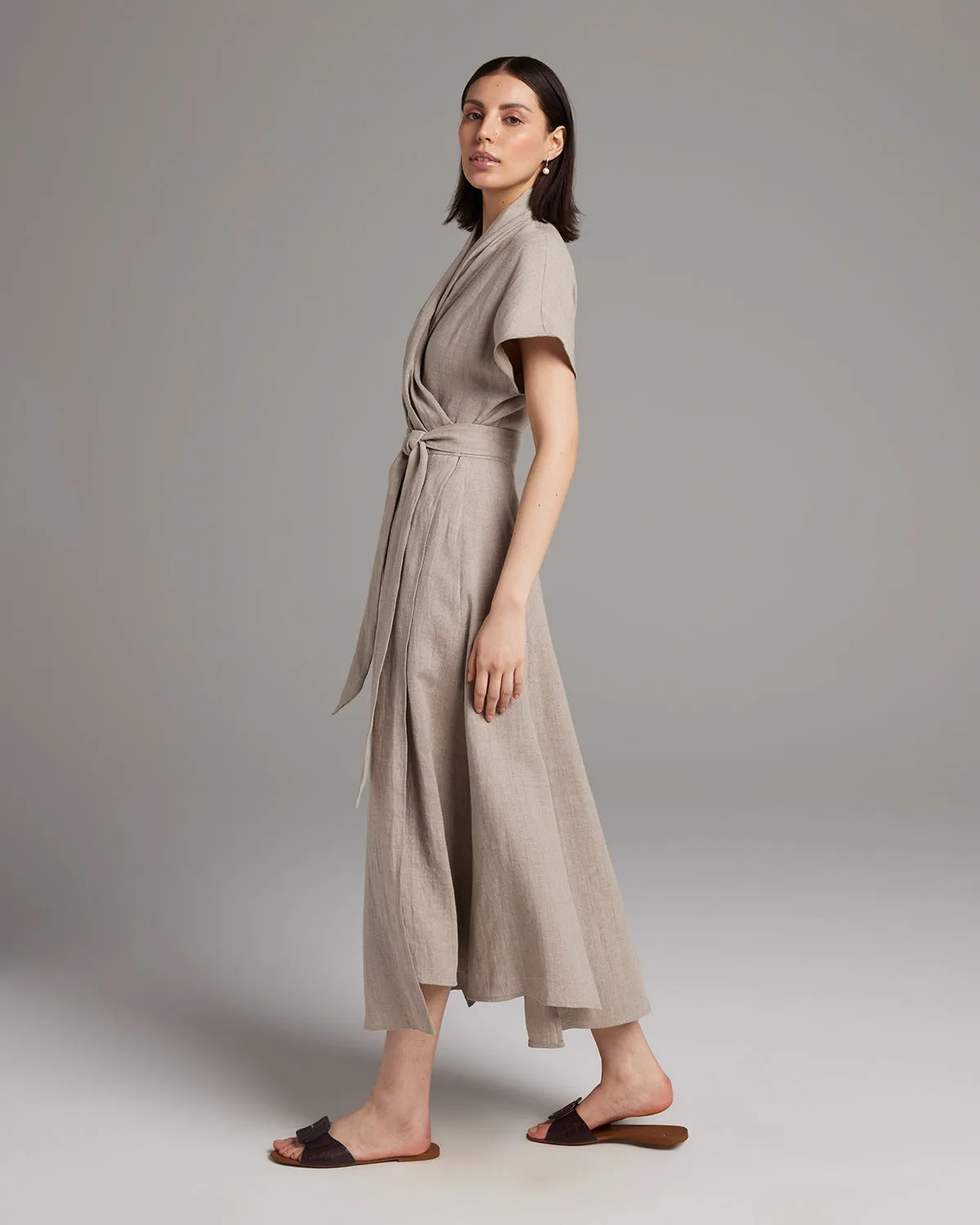 Butterfly Wrap Dress in Linen