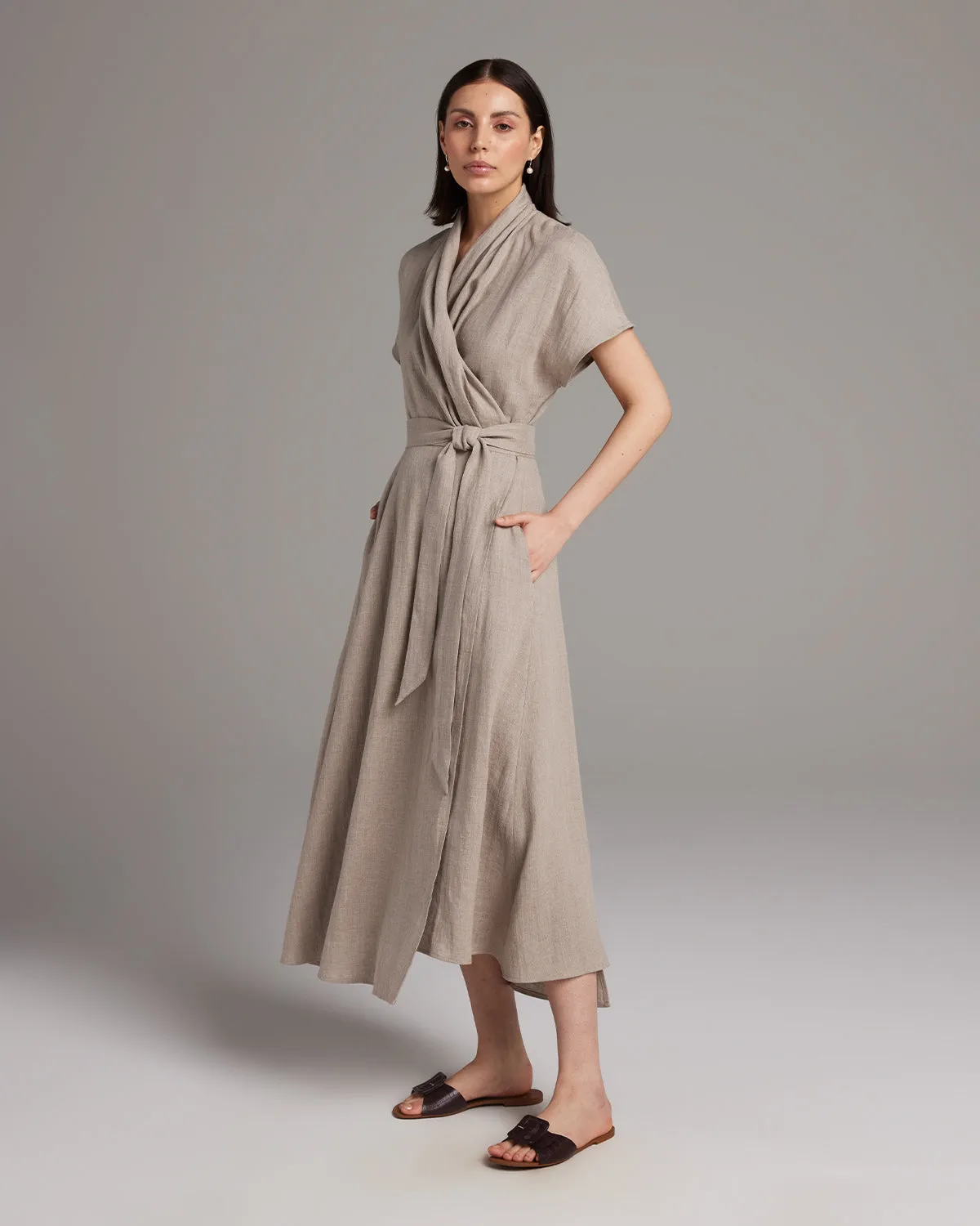 Butterfly Wrap Dress in Linen