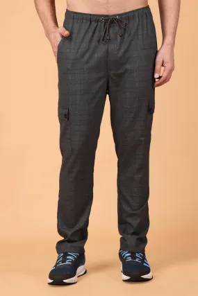 Charcoal Checked Stretchable Cargo