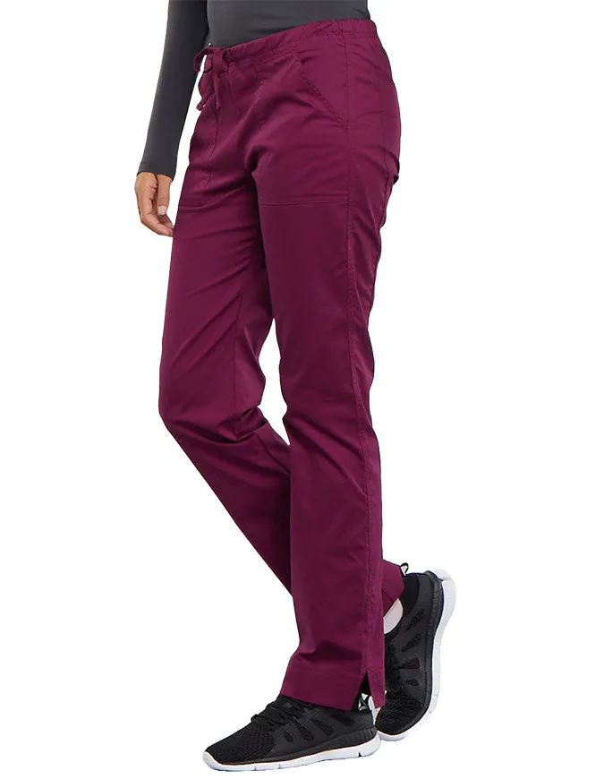 Cherokee Workwear Mid-Rise Slim Drawstring Pant