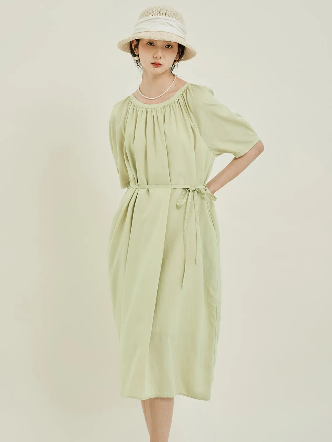 Chowxiaodou Stylish Flared Hem Tencel Dress