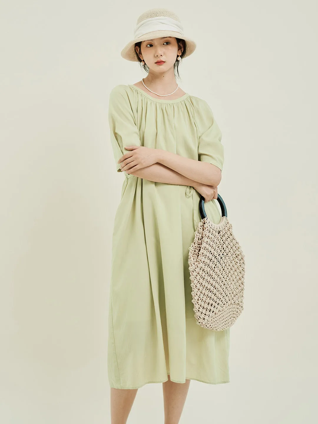 Chowxiaodou Stylish Flared Hem Tencel Dress