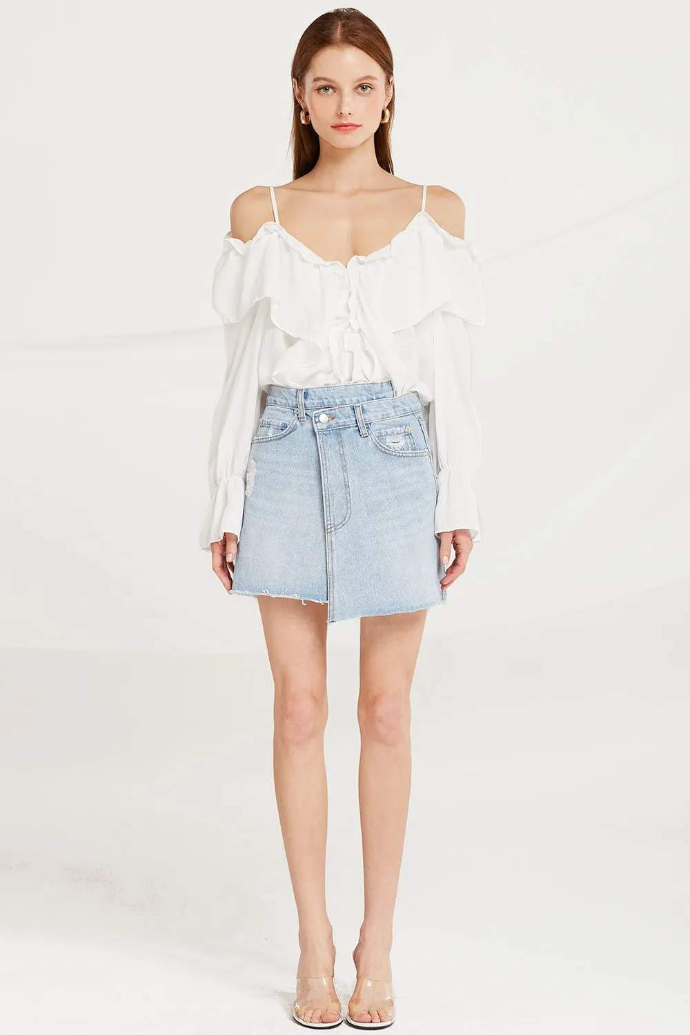 Claudia Ruffle Cold Shoulder Blouse