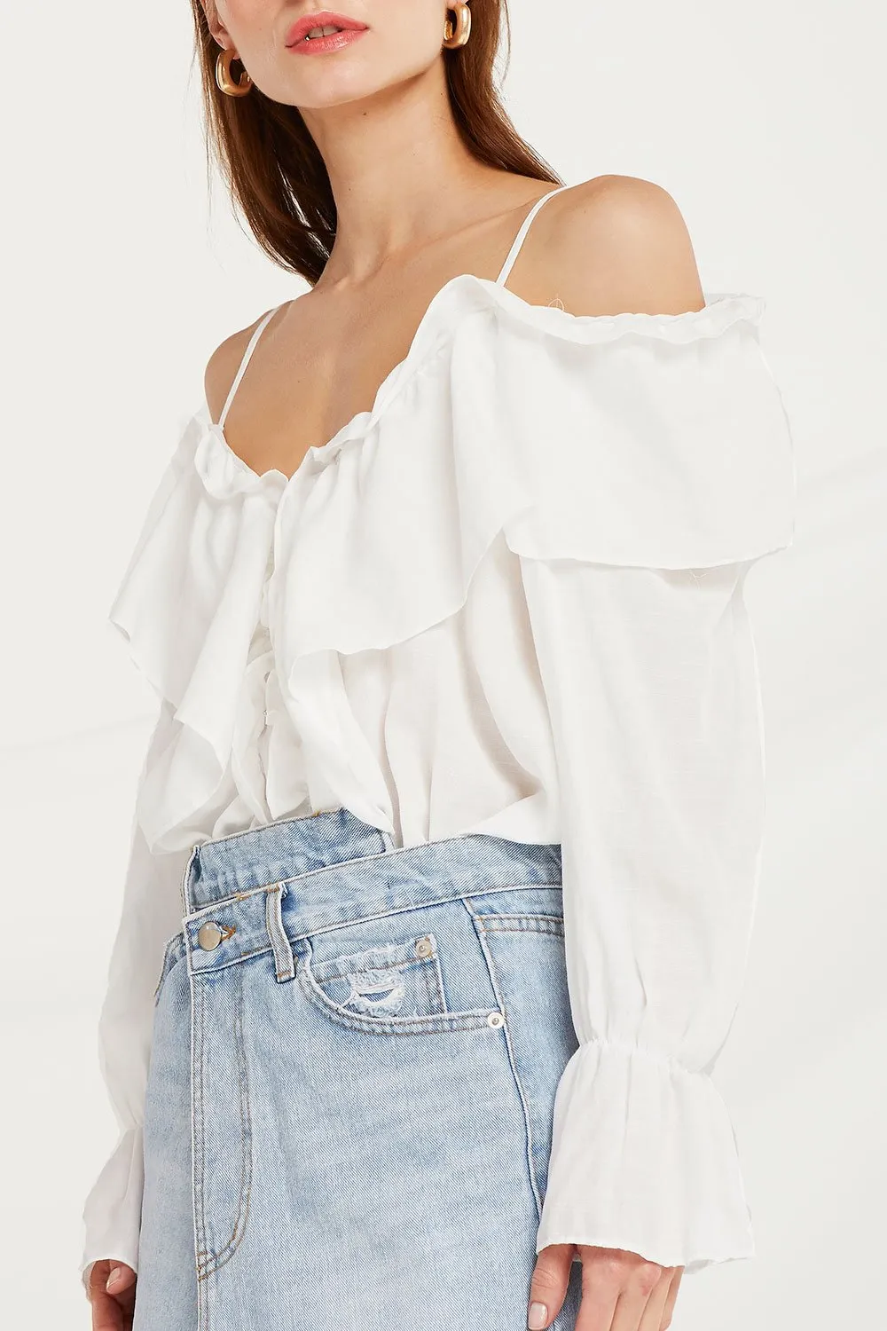 Claudia Ruffle Cold Shoulder Blouse