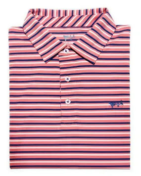 Coral Indigo Stripe Performance Polo