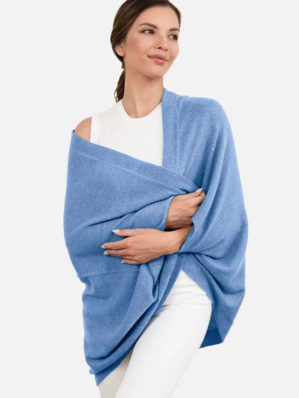 Cornflower Blue Wearable Cashmere Wrap