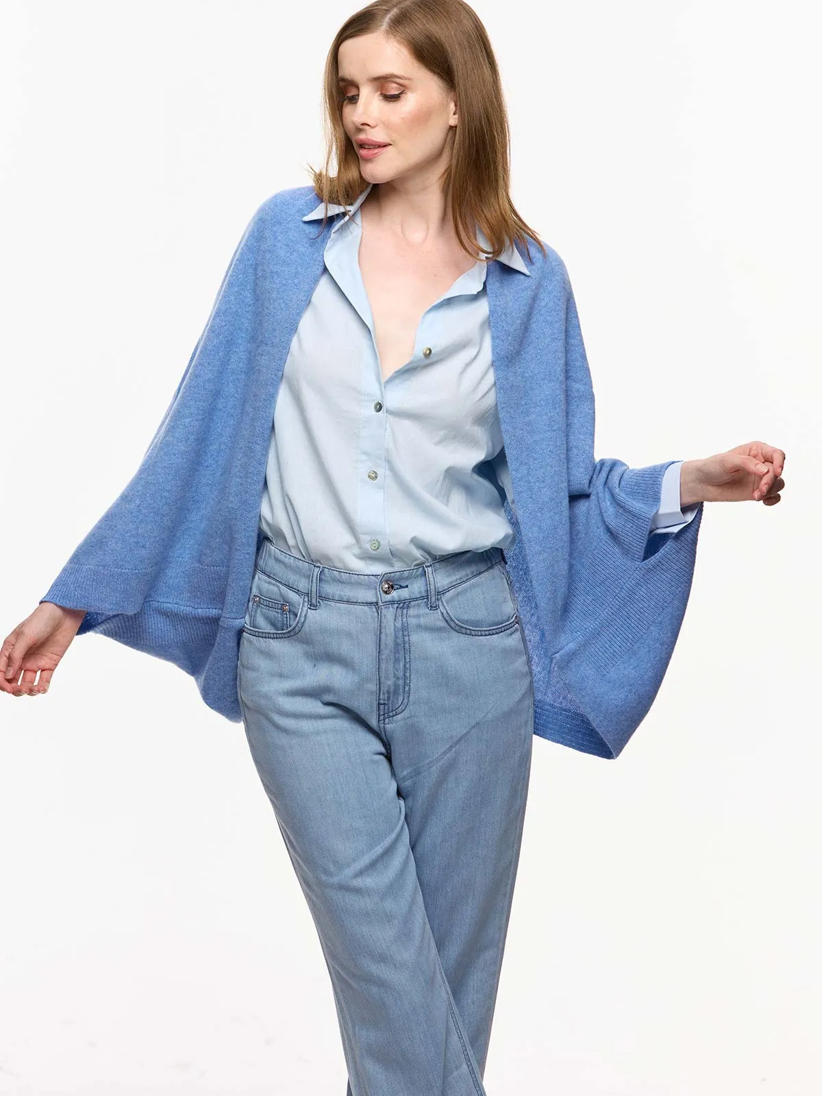 Cornflower Blue Wearable Cashmere Wrap