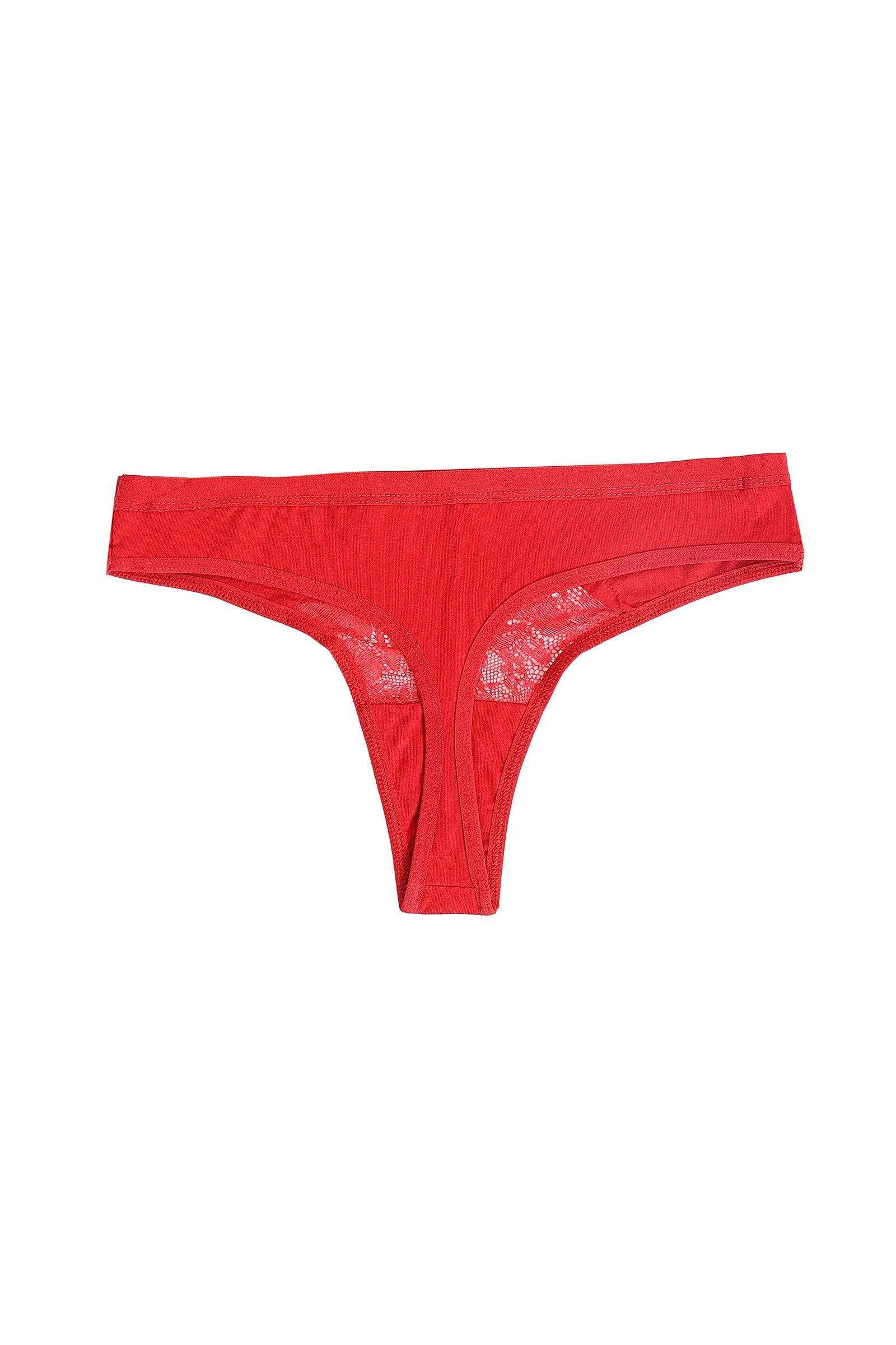 Cotton Thong Panty with Lace