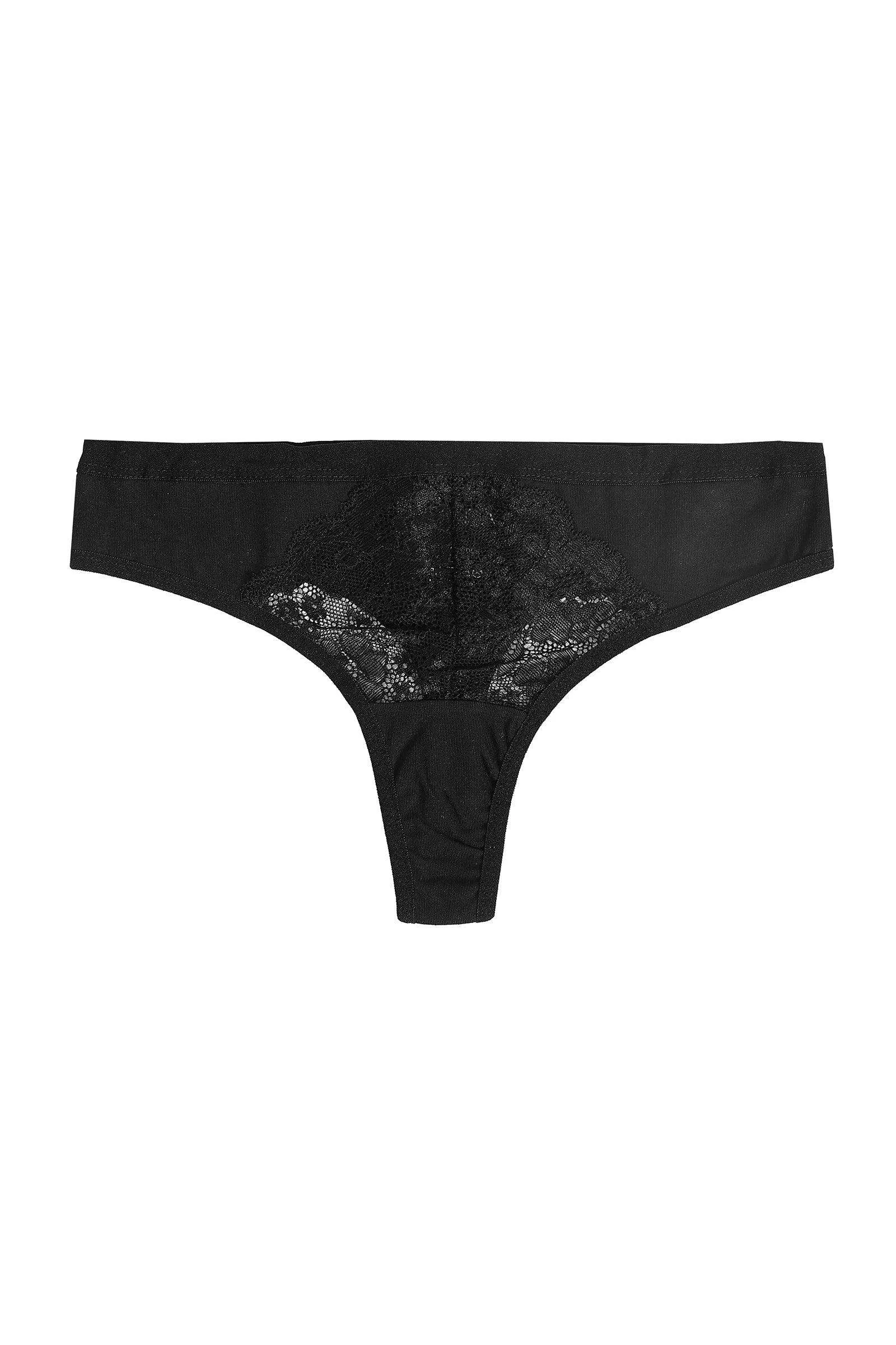 Cotton Thong Panty with Lace