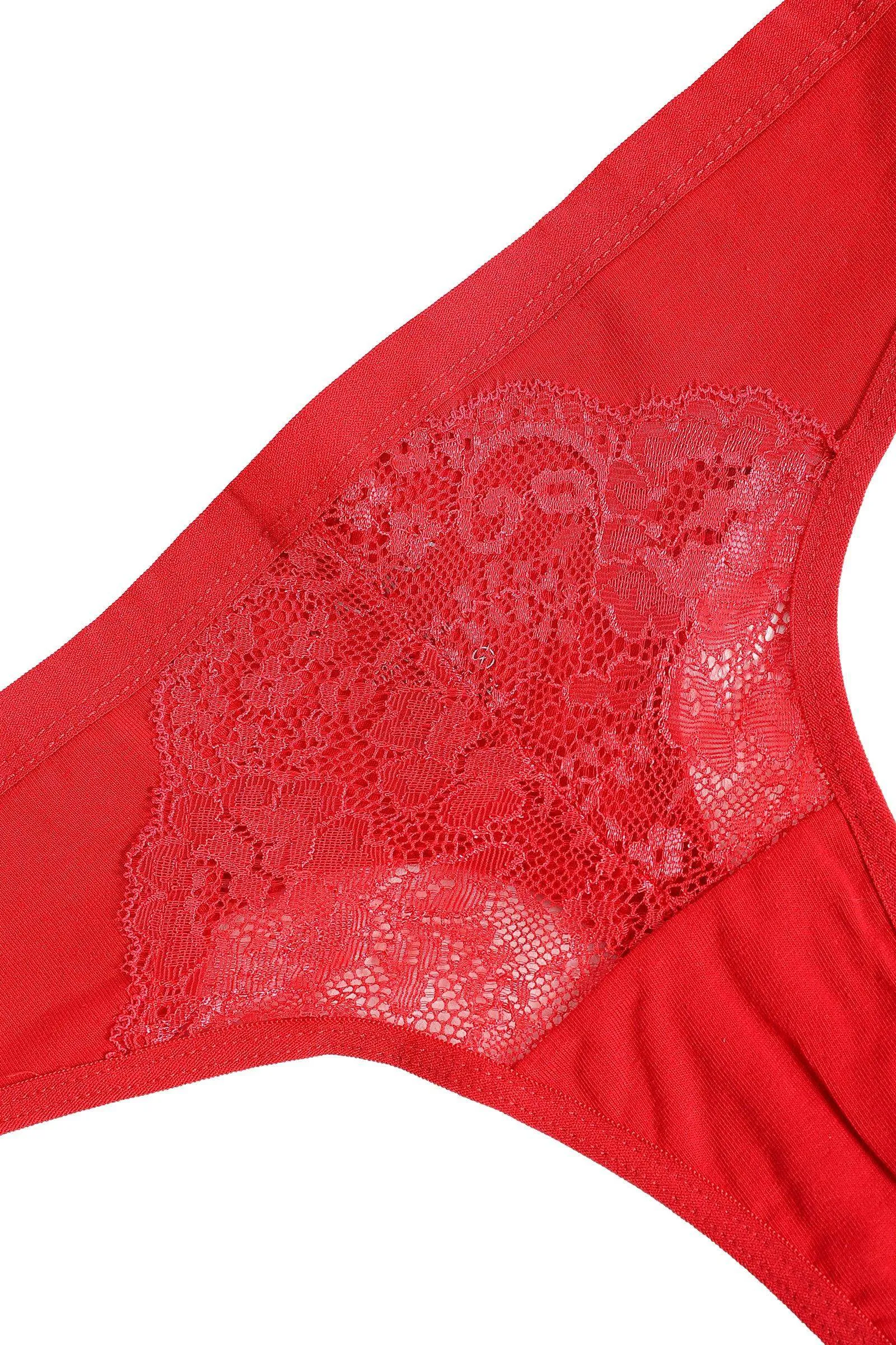 Cotton Thong Panty with Lace